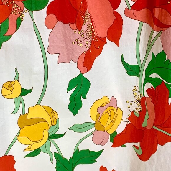 Think Of Me Cottagecore Floral Shift Dress Bodice Ruffled Collar Puff Sleeves L - Picture 4 of 10